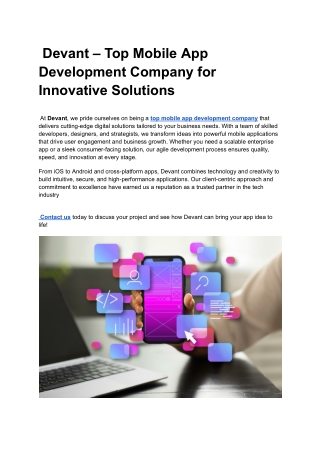 devant top mobile app development company
