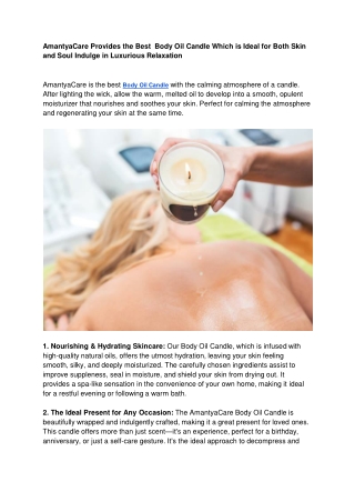 AmantyaCare Provides the Best  Body Oil Candle Which is Ideal for Both Skin and Soul Indulge in Luxurious Relaxation