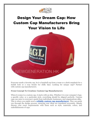 Design Your Dream Cap How Custom Cap Manufacturers Bring Your Vision to Life