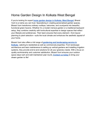 Home Garden Design In Kolkata West Bengal