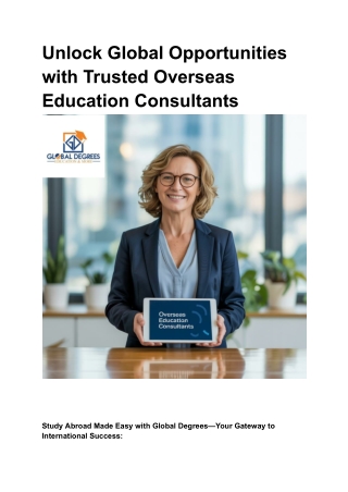 Unlock Global Opportunities with Trusted Overseas Education Consultants