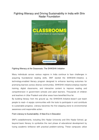 Fighting Illiteracy and Driving Sustainability in India with Shiv Nadar Foundation