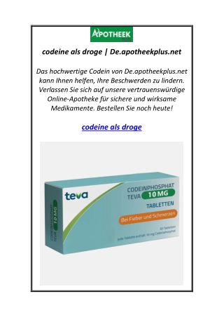 codeine als droge | De.apotheekplus.net