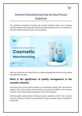 Importance of Cosmetic Manufacturing Process