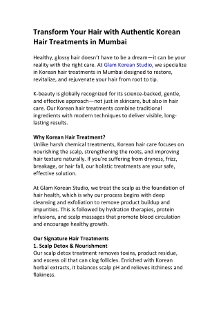 Korean Hair Spa in Mumbai – Book Your Treatment Today
