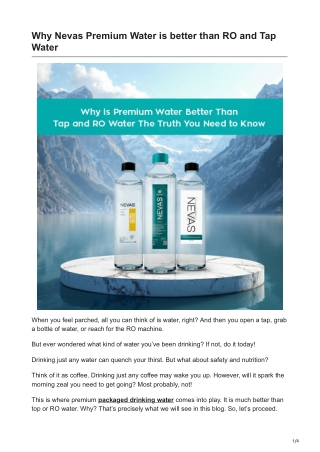 Why Premium Water Is Better Than Tap & RO – The Truth You Must Know | Nevas Wate