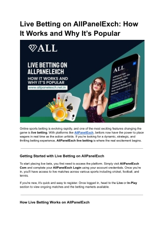 live betting on allpanelexch how it works