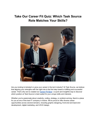 take our career fit quiz which task source role