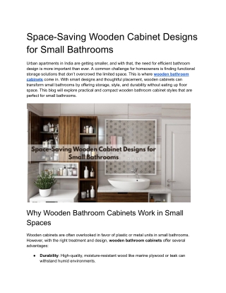 Space-Saving Wooden Cabinet Designs for Small Bathrooms