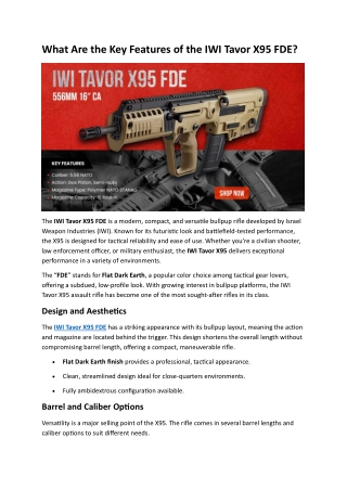 What Are the Key Features of the IWI Tavor X95 FDE