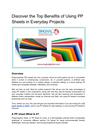Discover the Top Benefits of Using PP Sheets in Everyday Projects