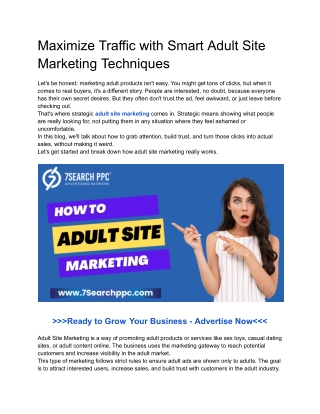 Maximize Traffic with Smart Adult Site Marketing Techniques