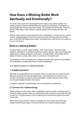 how does a wishing bottle work spiritually