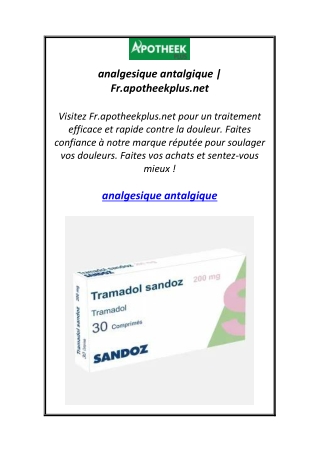 analgesique antalgique | Fr.apotheekplus.net