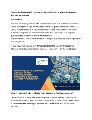 Driving Quality Forward ISO 9001 in Morocco