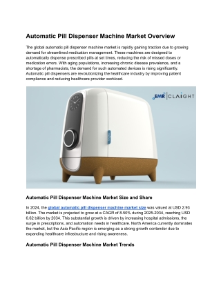 Global Automatic Pill Dispenser Machine Industry Report | 2034
