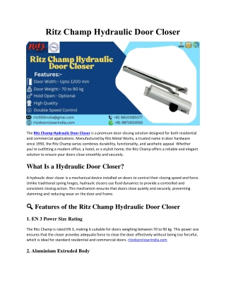 Ritz Champ Hydraulic Door Closer