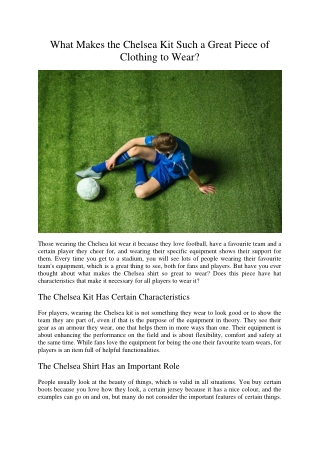 What Makes the Chelsea Kit Such a Great Piece of Clothing to Wear?