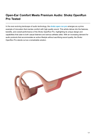 Open-Ear Comfort Meets Premium Audio Shokz OpenRun Pro Tested