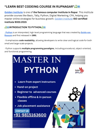 “LEARN BEST CODEING COURSE IN RUPNAGAR