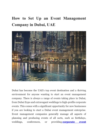 How to Set Up an Event Management Company in Dubai, UAE
