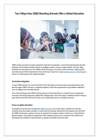 Top 5 Ways How CBSE Boarding Schools Offer a Global Education