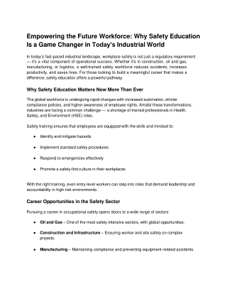 Empowering the Future Workforce: Why Safety Education Is a Game Changer in Today