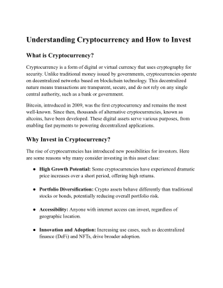understanding cryptocurrency and how to invest