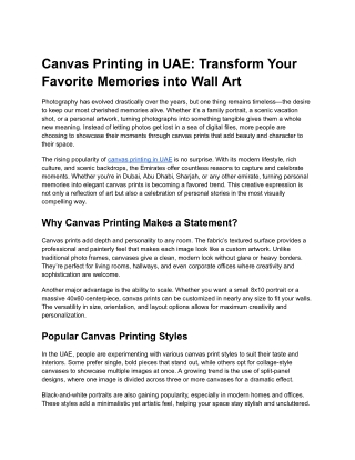 canvas printing in uae transform your favorite
