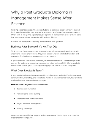 Why a Post Graduate Diploma in Management Makes Sense After Science