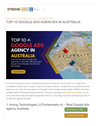 Top 10 Google Ads Agencies in Australia