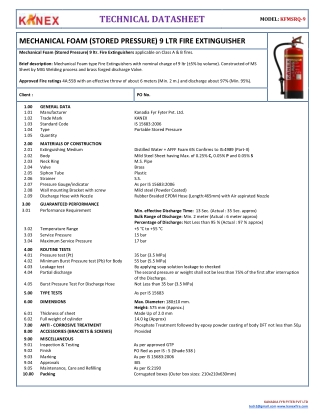 Mechanical Foam (Stored Pressure) 9 ltr. Fire Extinguishers applicable on Class