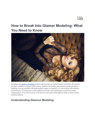 how to break into glamor modeling what you need