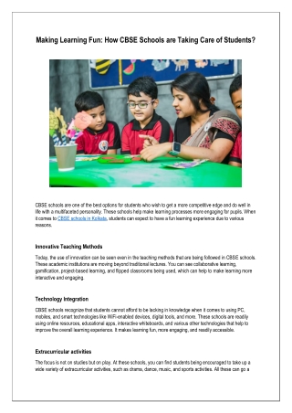 Making Learning Fun: How CBSE Schools are Taking Care of Students?