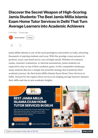 Best Jamia Millia Islamia Exam home tutor services in Delhi