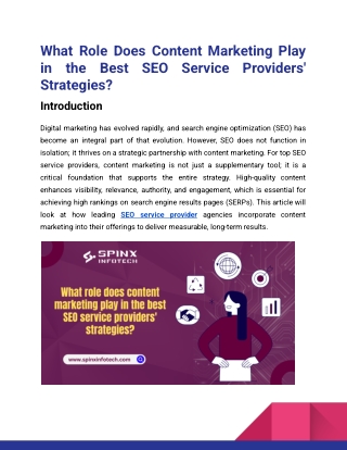 What Role Does Content Marketing Play in the Best SEO Service Providers' Strategies_Spinx Infotech