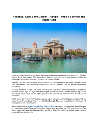 Ayodhya, Agra & the Golden Triangle – India’s Spiritual and Regal Heart