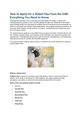 How to Apply for a Global Visa from the UAE