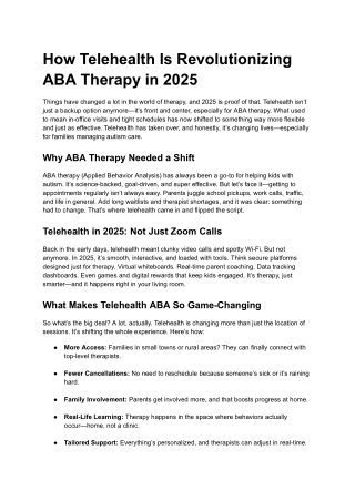 How Telehealth Is Revolutionizing ABA Therapy in 2025