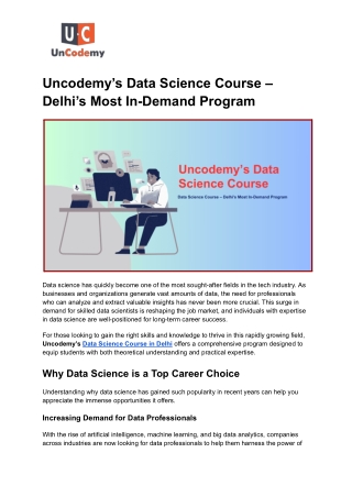uncodemy s data science course delhi s most