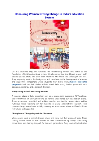 Honouring Women Driving Change in India’s Education System