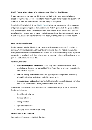 planify capital what it does why it matters