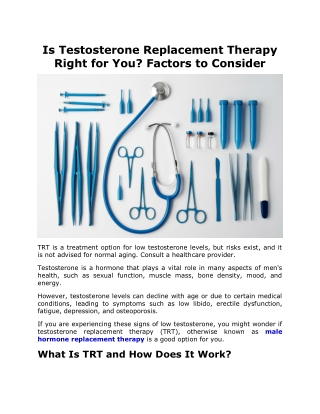 Is Testosterone Replacement Therapy Right for You Factors to Consider