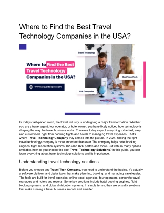 Where to Find the Best Travel Technology Companies in the USA