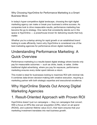 why choosing hypronline for performance marketing