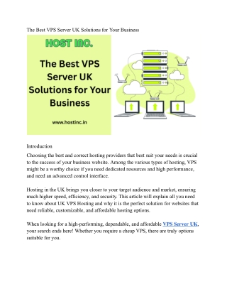 The Best VPS Server UK Solutions for Your Business