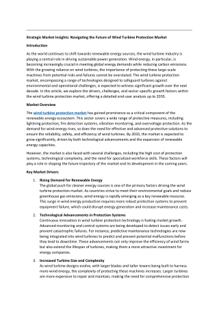 Strategic Market Insights: Navigating the Future of Wind Turbine Protection Mark