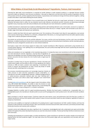 What Makes A Great Body Scrub Manufacturer? Ingredients, Texture, And Innovation
