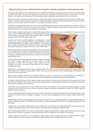 What To Expect From A Whitening Pens Supplier Quality, Compliance, And Customisation