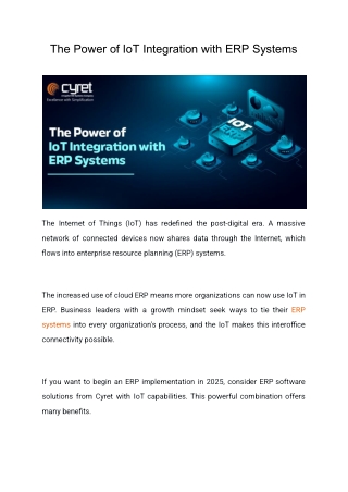 The Power of IoT Integration with ERP Systems